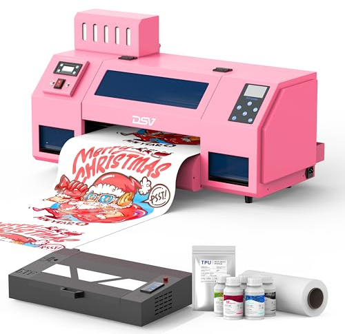 DSV A3 Plus DTF Printer with Dual XP600 Print Heads - 2.5 Min/A3 Print, 40% Truer Colors vs Single Head, Ink Circulation System, Includes 2-Year Ink Supply