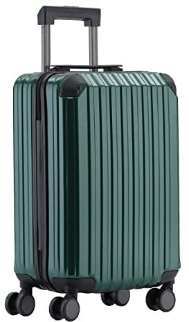 Münicase M816 TSA-Schloss, Teleskopgriff, Reisekoffer mit 4 Rollen, Hartschale, Kabinentrolley 55cm, Dunkelgreen