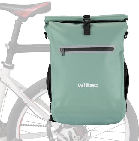 Wiltec Gepäckträgertasche grün, Fahrradtasche Rucksack 20 l Stauraum, Gepäcktasche mit Laptopfach, wasserresistente Fahrrad Tasche