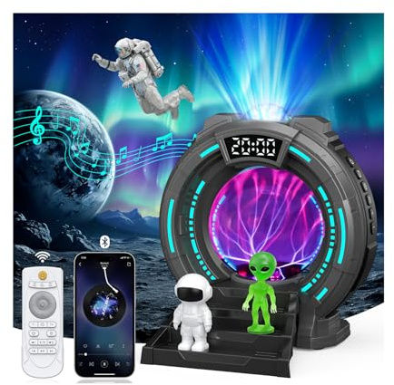 ElecMoga Proiettore Stelle Soffitto，Luce notturna per bambini con sfera al plasma e telecomando con 8 Modalità di Luce Aurora e Rumore Bianco. Ideale per Decorazioni Casa, Regali per Ragazzi