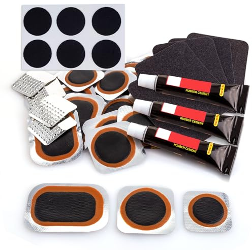 KOAREL Puncture Repair Kit, Puncture Repair Kit Bike Tyre with 25PCS Vulcanizing Patches,Sandpaper,Metal Rasp,Portable Storage Box for Cycling, Motorcycle, BMX, ATVs