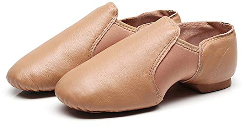 Chaussures de jazz en cuir souple avec semelle fendue pour femmes, hommes, garçons et filles