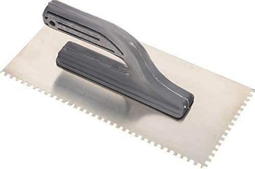 KOTARBAU® Llana dentada con hoja de acero inoxidable, 4x4 mm, 270 mm, Paleta de alisado con mango de plástico, Peine de diente para colocación de baldosas, Espátula de dientes, Alisadora para azulejos