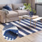 MY-RUG Fleckerlteppich 60 x 110 cm - Blau Weiß gestreift, handgewebt, recycelte Baumwolle als Flickenteppich und Wendeteppich, moderner Chindi Kelim Teppich Aarav