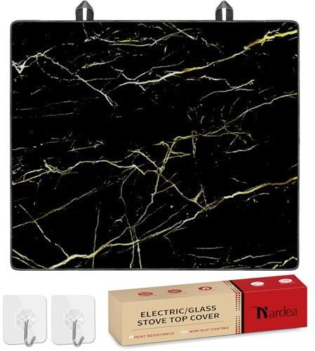 Nardea Couvre-feu pour cuisinière électrique, couvre-feu en verre protecteur (61 x 53 cm), protecteur pour table de cuisson électrique en céramique, résistant à la chaleur, lavable au lave-vaisselle