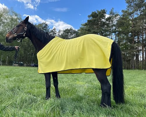 Brama-West Abschwitzdecke Pferd Pferdedecke - Basic Fleecedecke - Atmungsaktiv - Gelb, Gr. 145