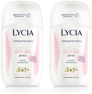 Lycia - Detergente Intimo Formula Delicata, pH 4.5, Azione Emolliente, 200 ml (Confezione da 2)