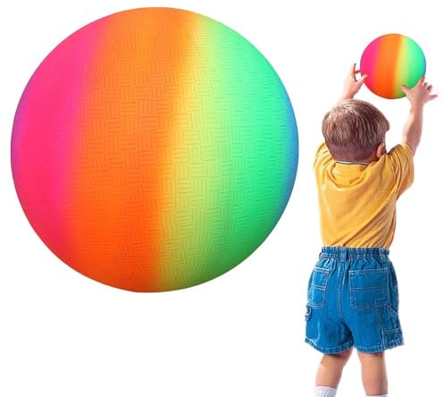 Anwangda Bouncy Kickball, PVC Regenbogen Ball Kinder Spielball, Fußball Softball Trainingsball Regenbogen Strandball, Kinder Kickball für Drinnen und Draußen, 9 Zoll