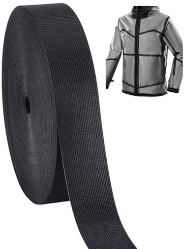 AHANDMAKER 65.61 FT x 0.8 Inch Cloth Heat Sealing Tape Waterproof Iron-On Seam Sealing Fabric Adhesive Repair Tape Heat Proof Cloth Tape for Jacket Sportswear Raincoat, Black