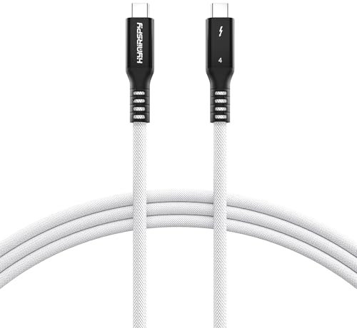 HYairspy Thunderbolt 4 Cable USB 4 Cable 1m - 40Gbps & 240W Fast Charge, 5A Braided USB-C to C with 8K@60Hz - Compatible, iPhone 16/15, SSD, Docking, eGPU