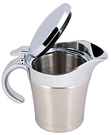 Gravy Boat, Stainless Steel Gravy Dispenser Thermal Gravy Boat with Ergonomic Handle and Locking Lid for Kitchen or Serving (Small 450ml)