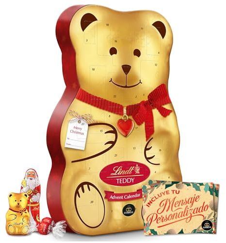 Calendario dell’Avvento LINDT TEDDY 2025 Grande Formato 310 g · Con Biglietto Personalizzato Cia&Co · Assortimento di Cioccolatini al Latte e Figurine Lindt · Regalo di Natale Premium per Famiglia o A
