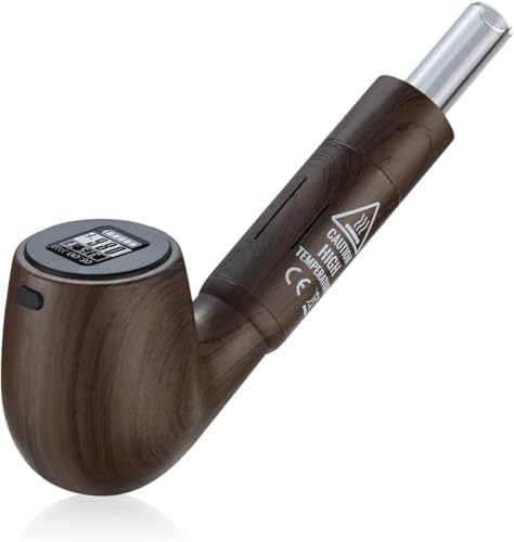 Dry Herb Vaporizer,Jupiter E-Pipe Dry herb vaporisers Classic Retro Pipe Styling with Alloy Wooden Texture, 212°F–485°F Precise Temp, Ceramic Heating Chamber 1100mAh Battery (Black)