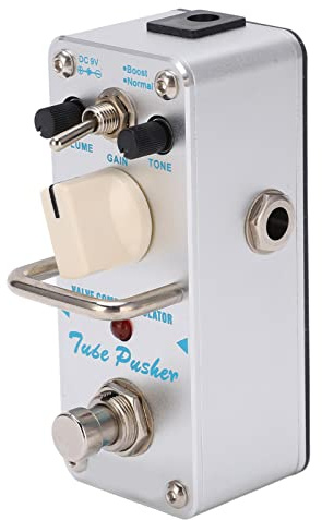 RiToEasysports Pedal de Efecto Analógico Overdrive, Simulador de Combinación de Válvulas Stompbox con Modos Boost y Normal, para Tonos Clásicos de Metal Plateado de Guitarra