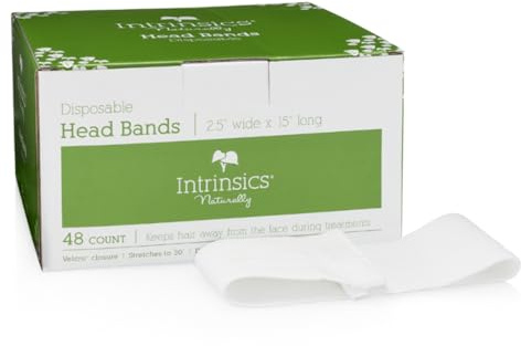Intrinsics Disposable Headbands For Spa (48 Count) – 2.5” x 15” Stretchable Cotton Facial Headbands with Velcro Closure | For Facials, Makeup & Salon Use