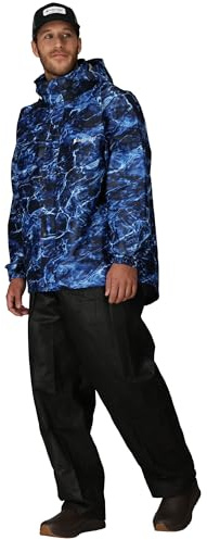 FROGG TOGGS Men's Standard Classic All-Sport 3-Layer Waterproof Breathable Rain Suit, Mo Blue Marlin/Black, Large