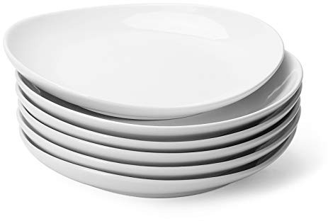 Sweese Porcelain 7.8 Inch Dessert Plates Set of 6 - White Salad Plates, Appetizer Plates, Small Plates - Dishwasher, Microwave, Oven Safe, Smooth Glaze, Scratch Resistant