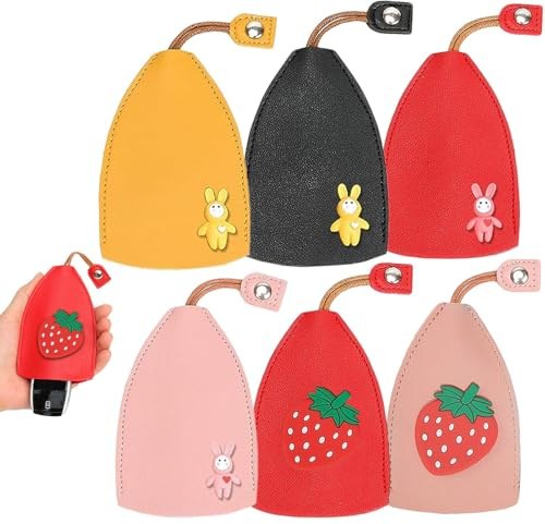 Jokresty 6PCS Car Key Case,Key Pouch Creative Pull-Out Cute Large-Capacity Car Key Case,Key Sleeve Leather for Holding 5-8 Keys,Not Easy To Fall Off