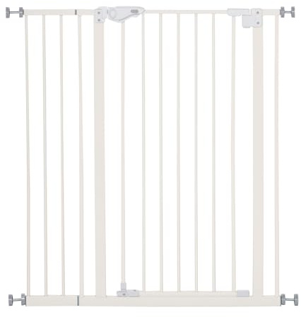 PawHut Cancelletto per Cani con 4 Viti Regolabili e Nastro Adesivo, Cancelletto di Sicurezza in Metallo e Plastica, 86x104.1 cm, Bianco