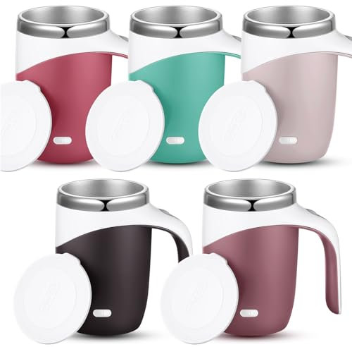 Patelai 5 Pcs Nurse Gifts Self Stirring Coffee Mug Bulk Nurse Week Appreciation Mixing Cup 13.5oz Automatic Rechargeable Travel Tumblers for Employee Teacher Mom Gift (Trendy Color)