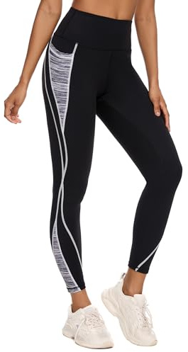 Flatik Leggings de sport pour femme avec poches, leggings opaques pour femme, pantalon de jogging femme, pantalon de fitness pour femme, L