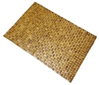 HubewaGlobal Bamboo Woven Floor Mat, Rectangular, Natural Carbonized, Anti-slip, Absorbent, Bathroom, Kitchen, Entryway Mat