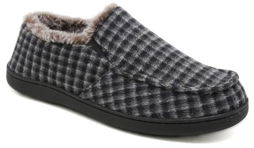 SMajong Zapatillas de Estar por Casa Hombre Invierno Cálido Pantuflas Zapatos con Antideslizante Suelo para Interior y Exterior Negro Blanco 40 EU