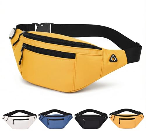 Riñonera Hombre Mujer – Bolsa de Cintura Impermeable y Ligera para Viajes, Senderismo & Uso Diario – Alternativa a la Riñonera (Amarillo)