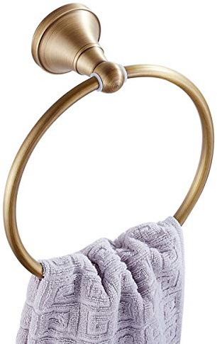 Flybath Anneau Porte-Serviette Rond en Laiton pour Porte-Serviette de Salle de Bain Serviette de Bain Suspendu fixé au Mur, Bronze brossé