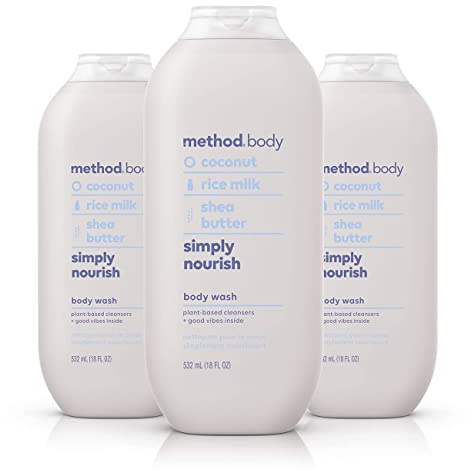 Method Body Wash, Simply Nourish, Paraben and Phthalate Free, 18 oz (Pack of 3)