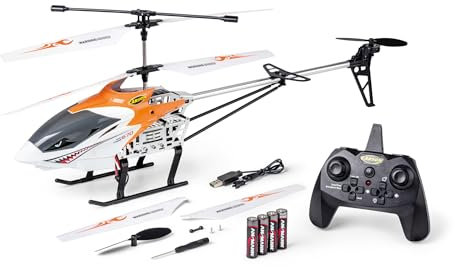 Carson 500507184 Easy Tyrann 670 Autostart 100% RTF orange – RC Heli, Ferngesteuerter Helikopter, Robustes RTF (Ready to Fly), Outdoor Helikopter, RC Flugzeug