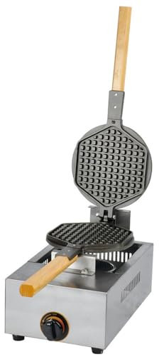 PAHION Gofrera Belga Redonda Comercial Máquina De Gofres De Gas Gofrera De Acero Inoxidable Calentamiento Uniforme De Doble Cara para Fluffy Golden Waffles, Paninis, Hash Browns