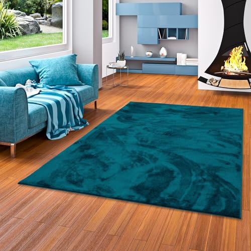 Snapstyle Luxus Super Soft Hochflor Langflor Teppich Deluxe Petrol - Flauschig Weich für Wohnzimmer Schlafzimmer Kinderzimmer