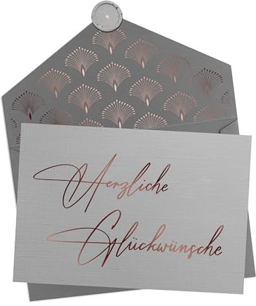 Joli Coon Herzliche Glückwünsche Klappkarte mit Kuvert und Wachssiegel - Karte Glückwunsch - Herzlichen Glückwunsch Karte