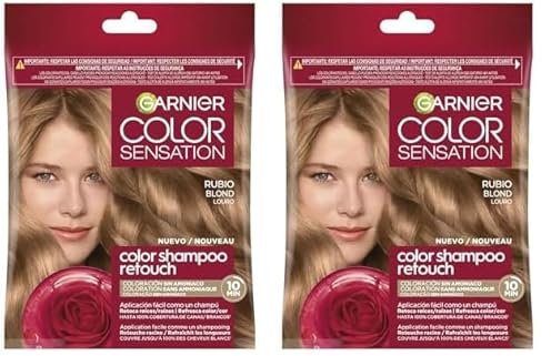 Garnier Color Shampoo Retouch Coloration Permanente blond - 100% Couverture Cheveux Blancs - Dure Jusqu'à 4 Semaines (Lot de 2)