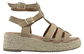 MODELISA - Sandalia De Plataforma Alpargata Yute Doble Hebilla Estilo Casual Mujer (Beige, Sistema tallas calzado EU, Adulto, Mujer, Números, mediano, 37)
