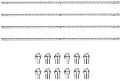 sourcing map Lot de 4 porte-vitesses en acier, 2 m au total, robustes, renforcés avec matériel de montage, engrenages droits pour opérateurs de portes coulissantes, ouvre-portails coulissants
