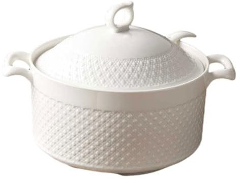 Peakjune Zuppiera in Ceramica con Coperchio,Zuppa in Ceramica con Coperchio,Tureen da zuppa con Coperchio e mestolo,zuppiera con 2 Maniglie e Coperchio,per la Cucina Domestica del Ristorante.