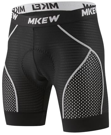 MKEW Men's High Density Sponge Padded Cycling Underwear Bike Shorts Underwear MTB Liner Road Biking Bicycle Clothes (US, Alpha (Alpha), S, Regular, 1, Grey)