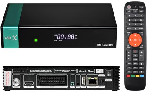 G Media V8X FTA Récepteur satellite numérique 1080p HD DVB-S/S2/S2X sans air Décodeur satellite WiFi 2,4 G Compatible avec Intelsat 901 à 27,5° W BBC Channel