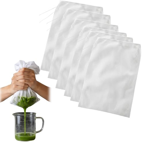 Ruvan 6 Pezzi Sacchetto Per Latte Vegetale 20×30cm, Filtro Latte Vegetale Reutilizzabile, Sacchetto Per Latte Di Noci, Sacchetto Filtro Alimentare Per Formaggio, Succhi Di Frutta, Caffè, Succhi Di