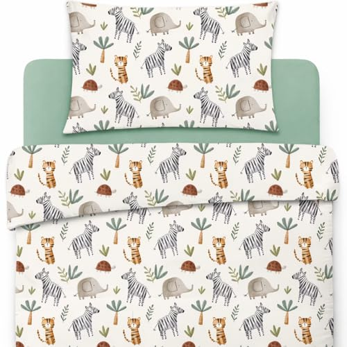 Lovely Hippo - Sábana Bajera de 80 x 160 cm + Funda Nórdica de 120 x 170 cm + Funda de Almohada Infantil de 40 x 60 cm. Cama 80x160. (Sabana, Cama 80x160 cm - Juego de 3)