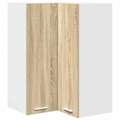 Tomostar Meuble d'angle Haut de Cuisine, Armoire Suspendue Chêne Sonoma et Blanc 57x57x80 cm
