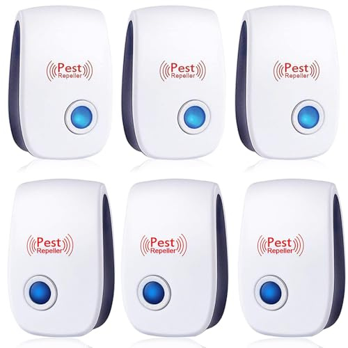 6 Piezas Repelente Ultrasónico de Plagas, Electrónico Repelente Mosquitos Insectos Control de Plagas,Repelente Ultrasónico Ratas para Moscas, Mosquitos, Ratones,Cucarachas, Arañas, Hormigas,Insectos