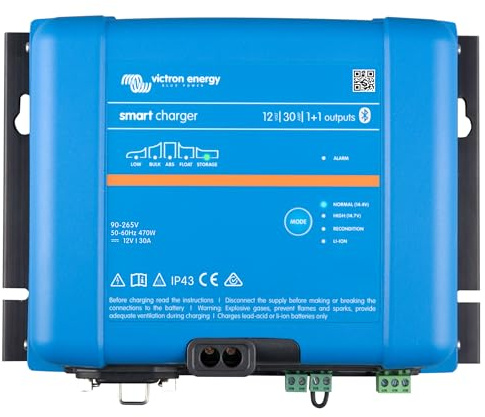 Victron Energy Smart IP43 12-Volt 30 Amp 230V (1+1) Output Batterie Ladegerät, Bluetooth