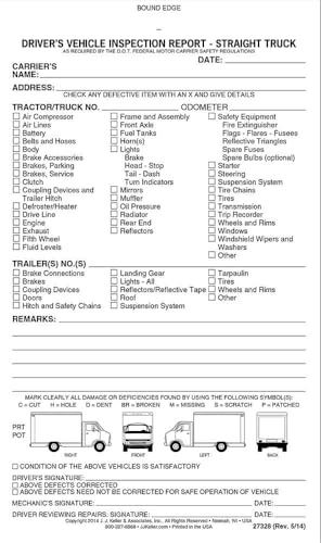 Straight Truck Detailed Driver's Vehicle Inspection Report 10-pk. - Book Format with 31 Sets, 2-Ply Carbonless, 5.5 x 9.25, Meet FMCSR Requirements, J. J. Keller & Associates, Inc.