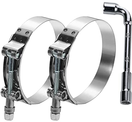 PEROMI 2 Pack 2.5 Inch T Bolt Hose Clamps 70-78mm, Heavy Duty Stainless Steel Turbo Intercooler Boost Pipe Clamps for Diesel Truck Intake Radiator