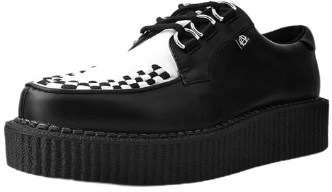 T.U.K. Anarchic Creeper - Chaussures pour Hommes et Femmes - Couleur Cuir végétalien Noir Blanc - Chaussures de Style Punk, Gothique et Rocker - Chaussures à Lacets en Cuir végétalien - Taille EU37