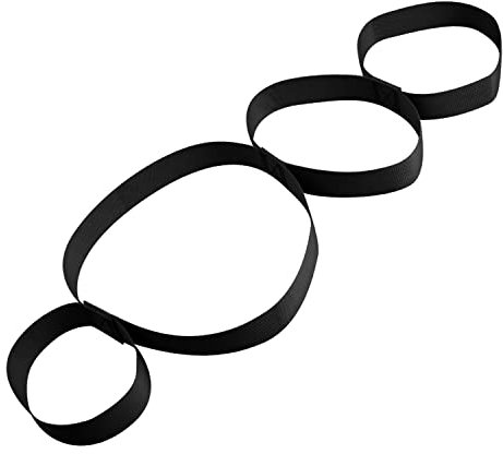 Daelesr Yogagurt mit 4 Schleifen, Waschbar Mehrfarbig Yoga Band, Polyester Gymnastik-Gurt Yoga Schlaufe, Stretching Gurt für Pilates Tanzen Physiotherapie Sport (Schwarz)