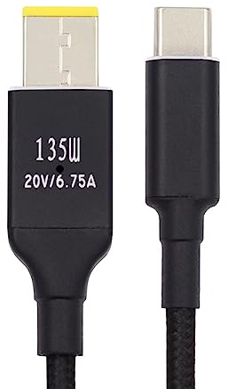 xiwai JSER 135W Typ-C USB-C-Kabel zu DC Rechteck 11,0 x 4,5 mm Power PD Ladekabel für Thinkpad X1 Legion Y7000P Laptop DC20 V 6,25A
